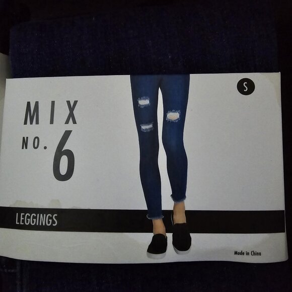 NWT/NIP: MIX No 6 Blue Distressed Leggings - Picture 4 of 5